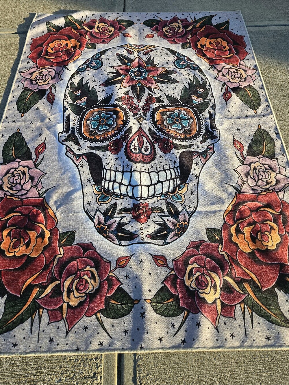 Limited Edition RUGGABLE Sugar Skull Floral Roses Washable Rug 5x7 NWT - Picture 4 of 10